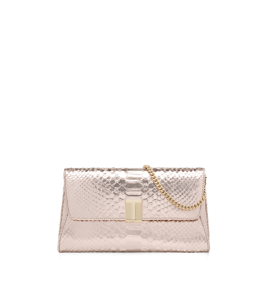 Laminated Stamped Python Nobile Clutch