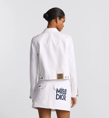 White Cotton Denim With Blue Miss Dior Graffiti Motif Jacket