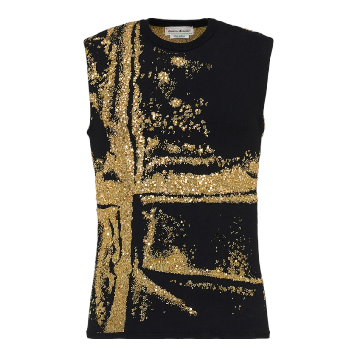 Men's Fold Jacquard Vest in Black/ Gold