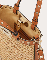 Mini Rockstud Raffia Shoulder Bag