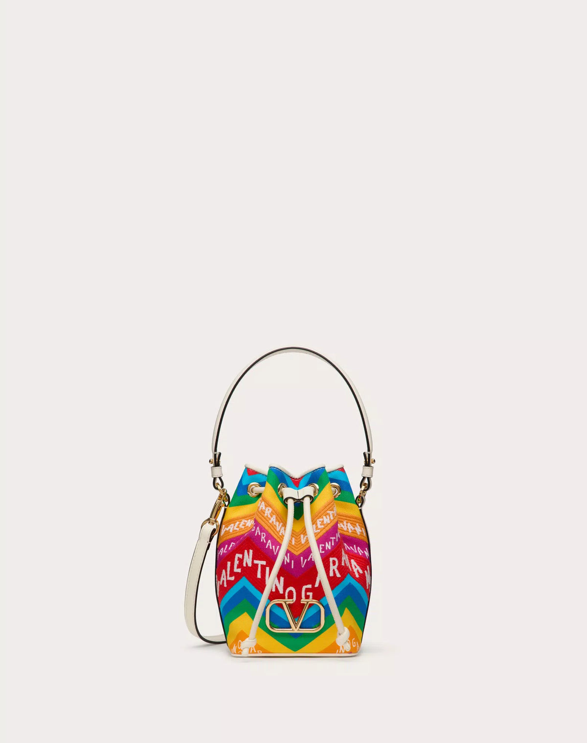 Mini Valentino Garavani Escape Bucket Bag In Canvas With Chevron 24 Pr Lux Afrique Boutique