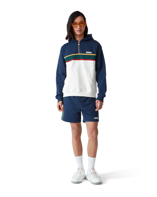 Colourblock Quarter Zip Hooded Sweatshirt