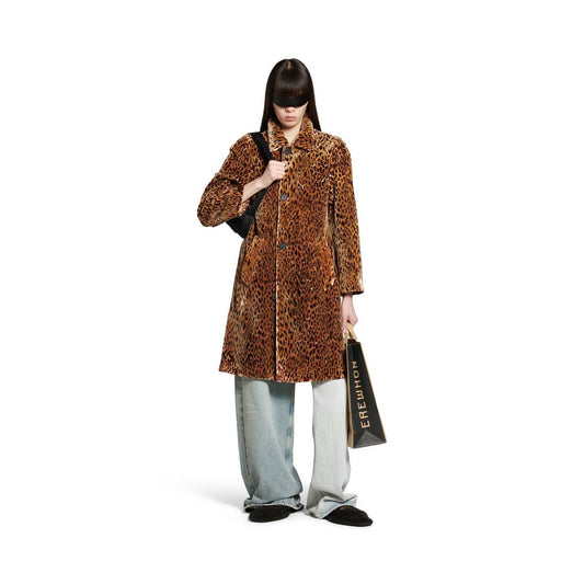 Leopard Shrunk Coat In Brown