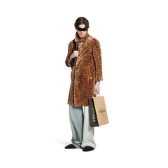 Leopard Shrunk Coat In Brown