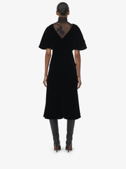 Women's Lace Detail Velvet Dress In Black