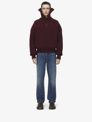 Men's Funnel Neck Jumper in Bordeaux