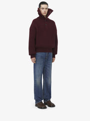 Men's Funnel Neck Jumper in Bordeaux