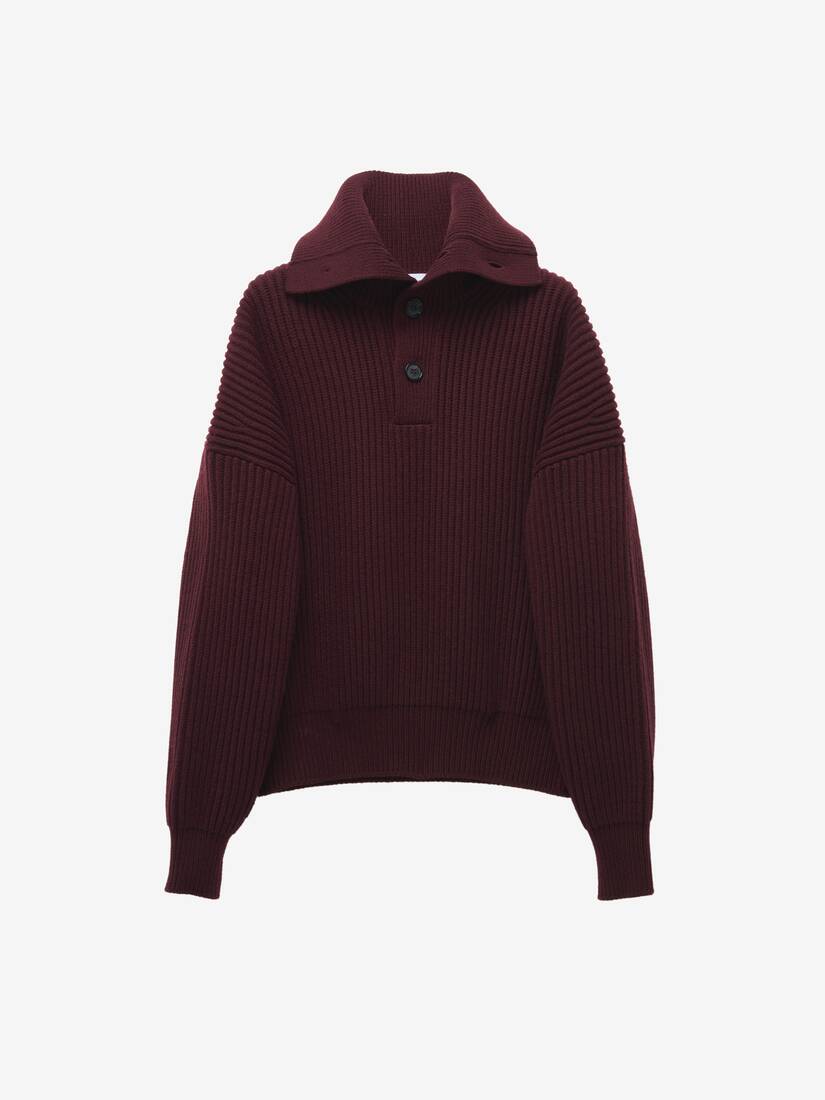 Men's Funnel Neck Jumper in Bordeaux