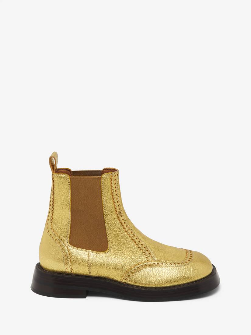 Women's The Brogue Chelsea Boot In Gold