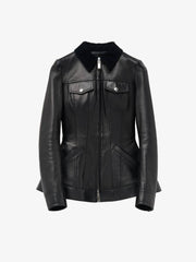 Women's Peplum Leather Jacket in Black