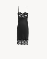 Slip Dress In Silk Satin And Lace