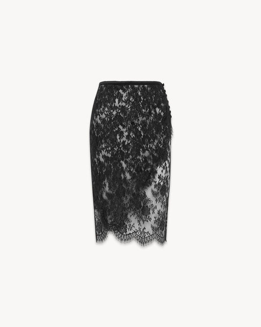 Wrap Pencil Skirt In Lace