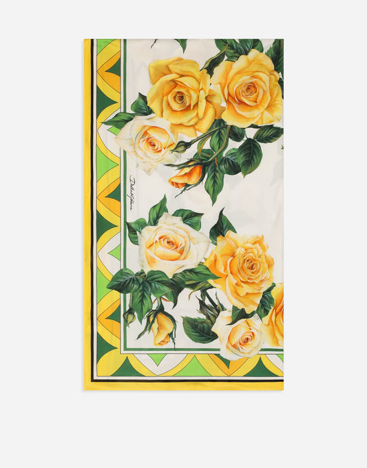 Cotton Sarong With Yellow Rose Print (110x190)