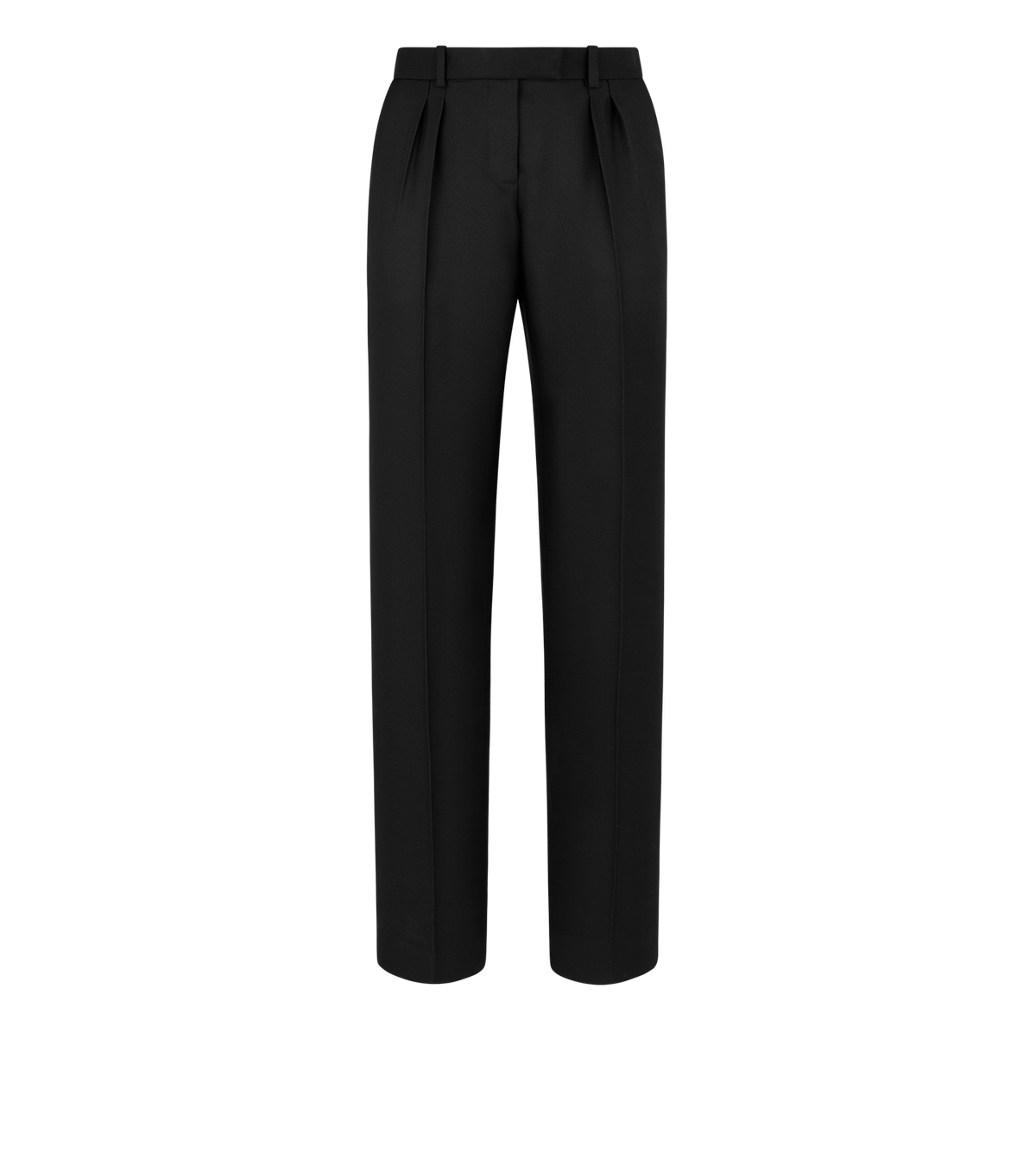 Wool Silk Twill Tailored Pleated Pants