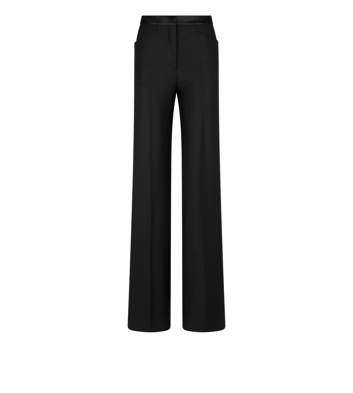 Silk Blend Twill Tuxedo Tailored Boot Cut Pants