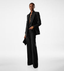 Silk Blend Twill Tuxedo Tailored Boot Cut Pants