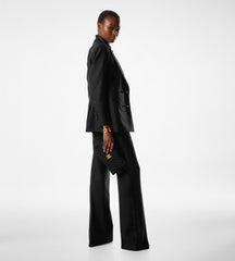 Silk Blend Twill Tuxedo Tailored Boot Cut Pants