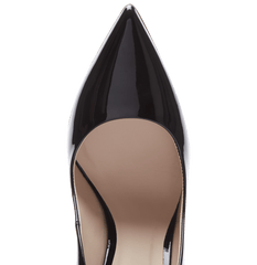 Black Patent Leather Eden Heels with Rose Gold Leaves