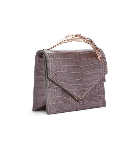 Mauve Lisse Alligator Alina Clutch