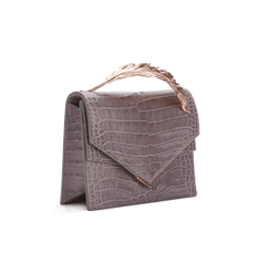 Mauve Lisse Alligator Alina Clutch