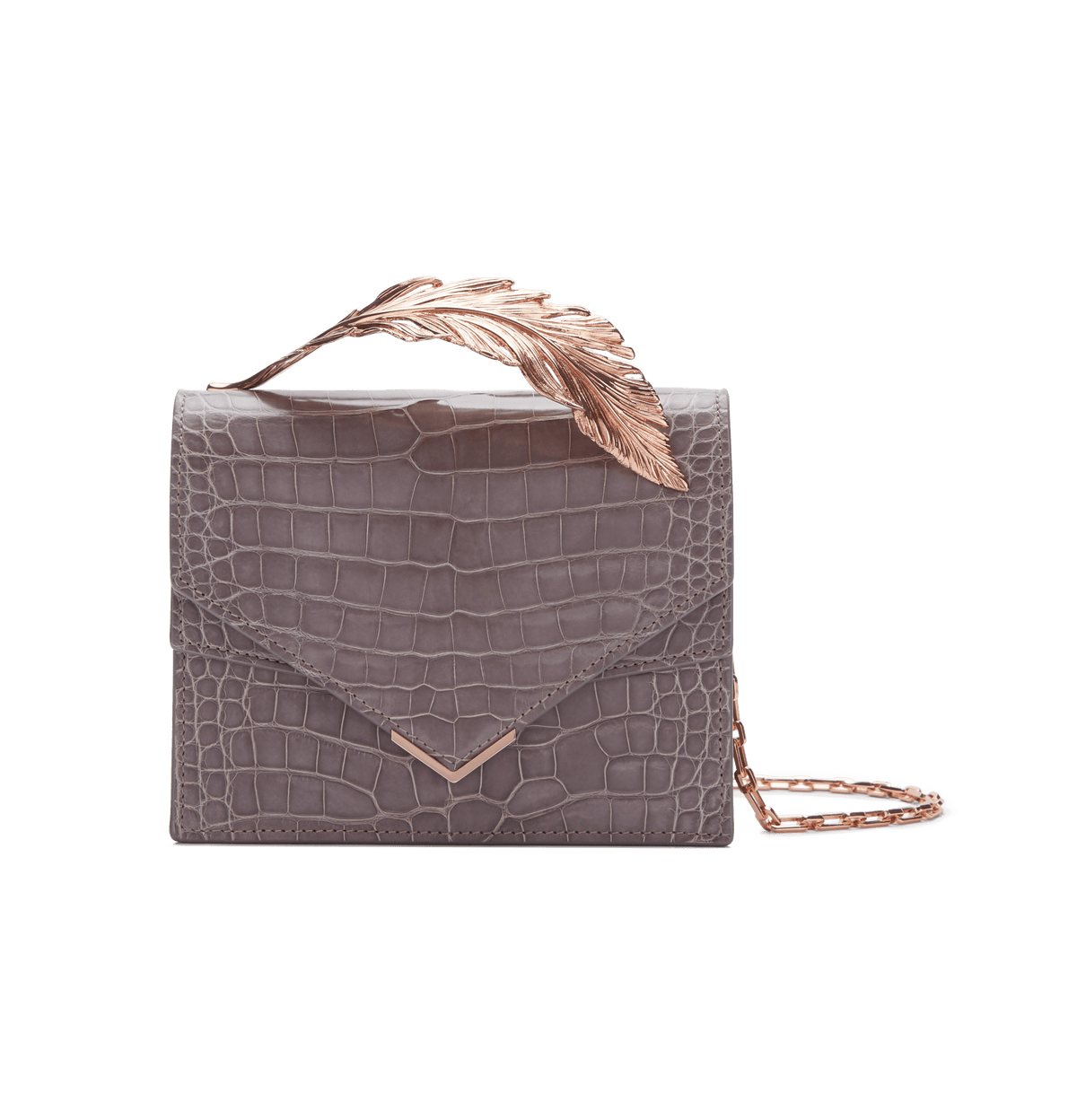 Mauve Lisse Alligator Alina Clutch