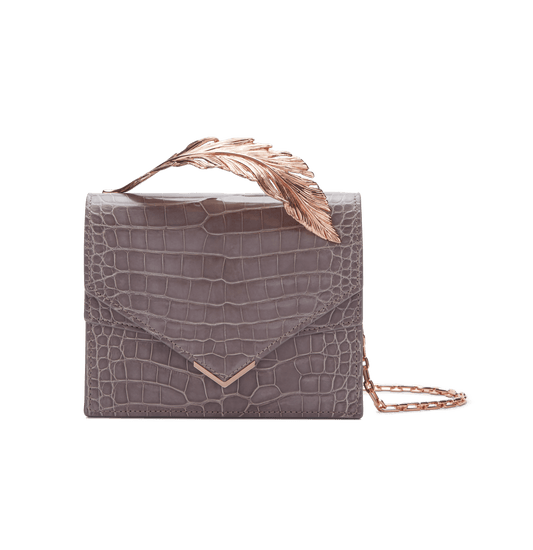 Mauve Lisse Alligator Alina Clutch