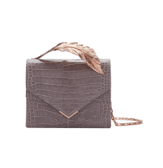 Mauve Lisse Alligator Alina Clutch