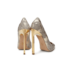 Light Grey Python Empire Pumps with Light Gold Hardware