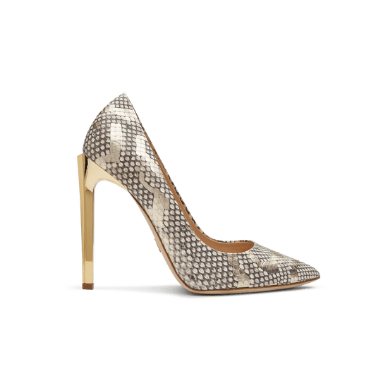 Light Grey Python Empire Pumps with Light Gold Hardware