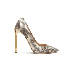 Light Grey Python Empire Pumps with Light Gold Hardware