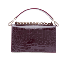 Burgundy Lisse Alligator Alina Shoulder Bag with Rose Gold Feather