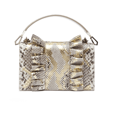 Light Grey Python and Nappa Leather  Alina Shoulder Bag with Light Gold Hardware