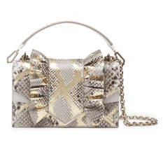 Light Grey Python and Nappa Leather  Alina Shoulder Bag with Light Gold Hardware