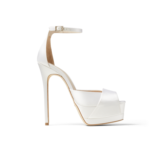 White Satin Platform Sandals