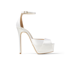 White Satin Platform Sandals