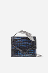 Blue and Black Alligator Alina Clutch