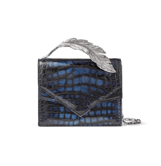 Blue and Black Alligator Alina Clutch