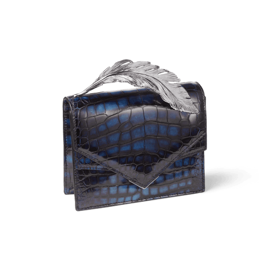 Blue and Black Alligator Alina Clutch