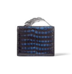 Blue and Black Alligator Alina Clutch