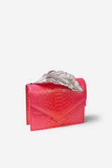 Red and Fuschia Python Alina Clutch