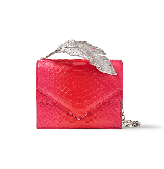 Red and Fuschia Python Alina Clutch