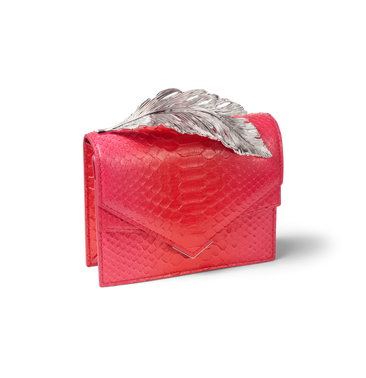 Red and Fuschia Python Alina Clutch