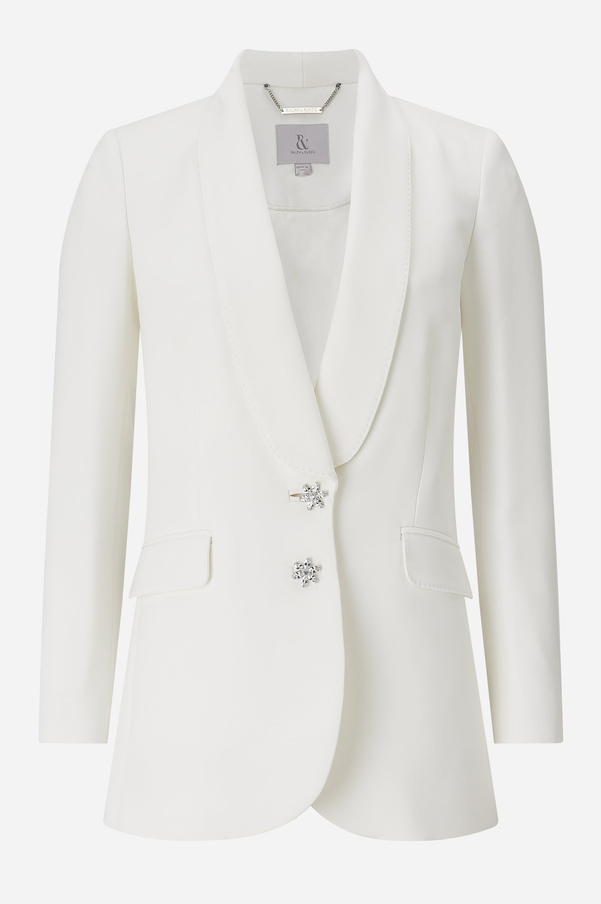 White Satin Crepe Tailored Blazer