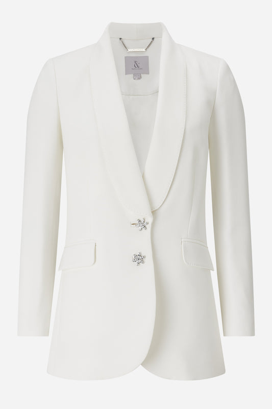 White Satin Crepe Tailored Blazer