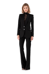 Black Satin Crepe Tailored Blazer