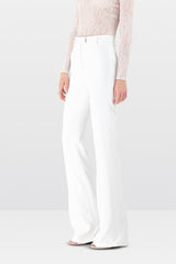 White Satin Crepe Tailored Trousers