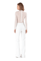 White Satin Crepe Tailored Trousers