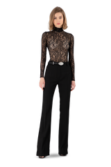 Black Satin Crepe Tailored Trousers