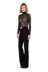 Black Satin Crepe Tailored Trousers