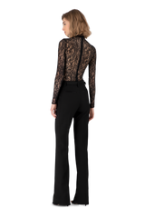 Black Satin Crepe Tailored Trousers